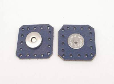 Angel Çanta Aksesuar Lacivert Gerçek Derili Kare Mıknatıslı Çıtçıt Gümüş Metalli - 2