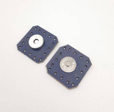 Angel Çanta Aksesuar Lacivert Gerçek Derili Kare Mıknatıslı Çıtçıt Gümüş Metalli - 3