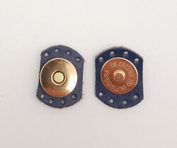 Angel Çanta Aksesuar Lacivert Renk Gerçek Derili Oval Kenar Mıknatıslı Çıtçıt Light Gold Metalli - Angel Çanta Aksesuar