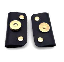 Angel Çanta Aksesuar Lacivert Suni Derili Troklu Mıknatıslı Çıtçıt Light Gold Metalli - Angel Çanta Aksesuar