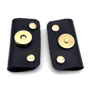 Angel Çanta Aksesuar Lacivert Suni Derili Troklu Mıknatıslı Çıtçıt Light Gold Metalli - 1