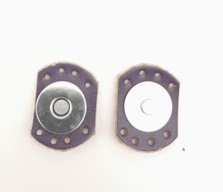 Angel Çanta Aksesuar Mor Renk Gerçek Derili Oval Kenar Mıknatıslı Çıtçıt Gümüş Metalli - Angel Çanta Aksesuar