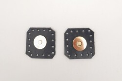 Angel Çanta Aksesuar Lacivert Gerçek Derili Kare Mıknatıslı Çıtçıt Light Gold Metalli - Angel Çanta Aksesuar