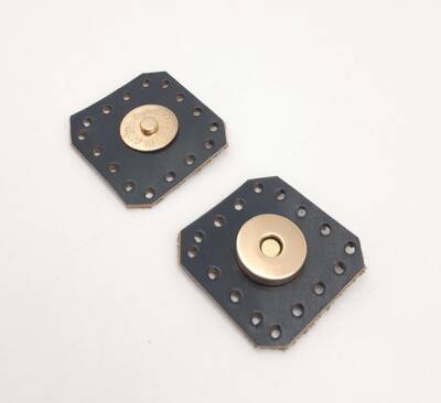 Angel Çanta Aksesuar Lacivert Gerçek Derili Kare Mıknatıslı Çıtçıt Light Gold Metalli - 3