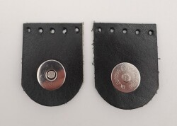 Angel Çanta Aksesuar Siyah Gerçek Derili Tek Dikim Mıknatıslı Çıtçıt Gümüş Metalli - Angel Çanta Aksesuar