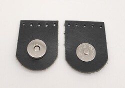 Angel Çanta Aksesuar Siyah Gerçek Derili Tek Dikim Mıknatıslı Çıtçıt Gümüş Metalli - 2