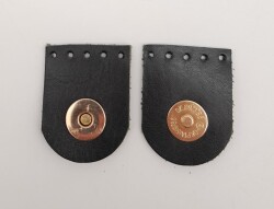 Angel Çanta Aksesuar Siyah Gerçek Derili Tek Dikim Mıknatıslı Çıtçıt Light Gold Metalli - Angel Çanta Aksesuar