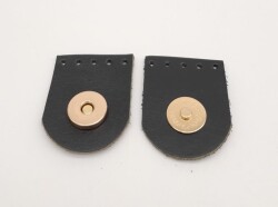 Angel Çanta Aksesuar Siyah Gerçek Derili Tek Dikim Mıknatıslı Çıtçıt Light Gold Metalli - 2