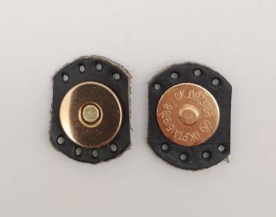 Angel Çanta Aksesuar Siyah Renk Gerçek Derili Oval Kenar Mıknatıslı Çıtçıt Light Gold Metalli - 1