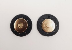 Angel Çanta Aksesuar Siyah Suni Derili Mıknatıslı Çıtçıt Light Gold Metalli - Angel Çanta Aksesuar