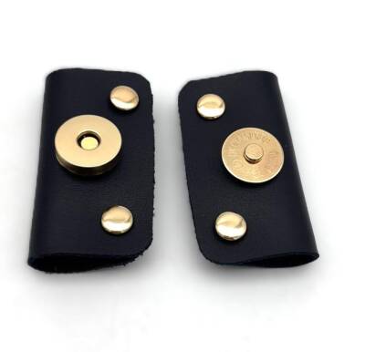 Angel Çanta Aksesuar Siyah Suni Derili Troklu Mıknatıslı Çıtçıt Light Gold Metalli - 1