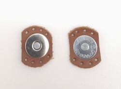 Angel Çanta Aksesuar Sütlü Kahve Renk Gerçek Derili Oval Kenar Mıknatıslı Çıtçıt Gümüş Metalli - Angel Çanta Aksesuar