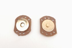 Angel Çanta Aksesuar Sütlü Kahve Renk Gerçek Derili Oval Kenar Mıknatıslı Çıtçıt Light Gold Metalli - Angel Çanta Aksesuar