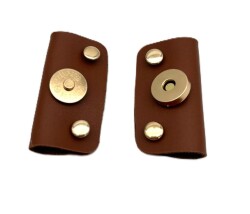 Angel Çanta Aksesuar Taba Suni Derili Troklu Mıknatıslı Çıtçıt Light Gold Metalli - Angel Çanta Aksesuar