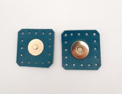 Angel Çanta Aksesuar Turkuaz Gerçek Derili Kare Mıknatıslı Çıtçıt Light Gold Metalli - Angel Çanta Aksesuar