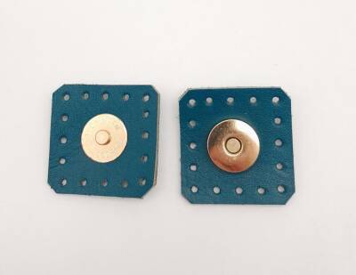 Angel Çanta Aksesuar Turkuaz Gerçek Derili Kare Mıknatıslı Çıtçıt Light Gold Metalli - 1