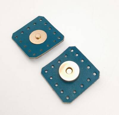 Angel Çanta Aksesuar Turkuaz Gerçek Derili Kare Mıknatıslı Çıtçıt Light Gold Metalli - 3