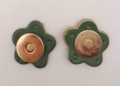 Angel Çanta Aksesuar Yeşil Gerçek Derili Çiçek Model Mıknatıslı Çıtçıt Light Gold Metalli - 1