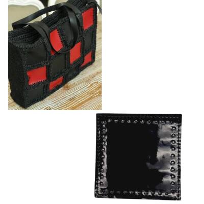 Angel Çanta Aksesuar 10x10 cm Kare Rugan Deri Siyah Renk 1 Adet - 1