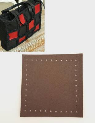 Angel Çanta Aksesuar 10x10 cm Kare Suni Deri Koyu Kahverengi 1 Adet - 1