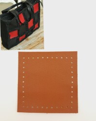 Angel Çanta Aksesuar 10x10 cm Kare Suni Deri Taba Renk 1 Adet - Angel Çanta Aksesuar
