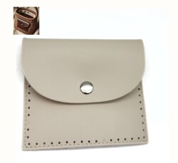 Angel Çanta Aksesuar 14X12.5 cm cm Bej Renk Çıtçıtlı Suni Deri Cep - Angel Çanta Aksesuar