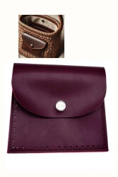Angel Çanta Aksesuar 14X12.5 cm cm Bordo Renk Çıtçıtlı Suni Deri Cep - Angel Çanta Aksesuar