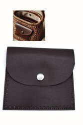 Angel Çanta Aksesuar 14X12.5 cm cm Kahve Renk Çıtçıtlı Suni Deri Cep - Angel Çanta Aksesuar