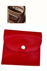 Angel Çanta Aksesuar 14X12.5 cm cm Kırmızı Renk Çıtçıtlı Suni Deri Cep - Angel Çanta Aksesuar