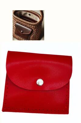Angel Çanta Aksesuar 14X12.5 cm cm Kırmızı Renk Çıtçıtlı Suni Deri Cep - 1