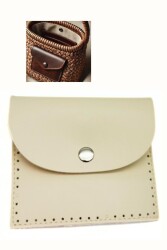 Angel Çanta Aksesuar 14X12.5 cm cm Krem Renk Çıtçıtlı Suni Deri Cep - Angel Çanta Aksesuar