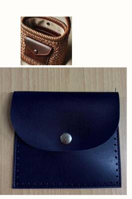 Angel Çanta Aksesuar 14X12.5 cm cm Lacivert Renk Çıtçıtlı Suni Deri Cep - 1