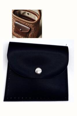 Angel Çanta Aksesuar 14X12.5 cm cm Siyah Renk Çıtçıtlı Suni Deri Cep - 1