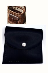 Angel Çanta Aksesuar 14X12.5 cm cm Siyah Renk Çıtçıtlı Suni Deri Cep - Angel Çanta Aksesuar