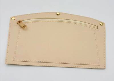 Angel Çanta Aksesuar 24x15 cm Krem Renk Troklu Suni Deri Cep Light Gold Metalli - 1