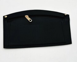 Angel Çanta Aksesuar 24x15 cm Siyah Renk Troklu Suni Deri Cep Light Gold Metalli - Angel Çanta Aksesuar