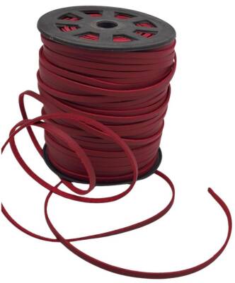 Angel Çanta Aksesuar 4 mm Bordo Renk Suni Deri İp 5 Metre - 1