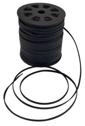 Angel Çanta Aksesuar 4 mm Siyah Renk Suni Deri İp 5 Metre - Angel Çanta Aksesuar