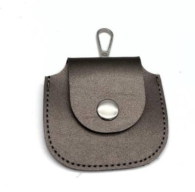 Angel Çanta Aksesuar 8.5x8 cm cm Parlak Gri Renk Kancalı Suni Deri Cep - 1