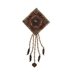 Angel Çanta Aksesuar Angel Çanta Aksesuar Boncuk İşlemeli Derili 7 cm Kare Model Otantik Süs 1 Adet - Angel Çanta Aksesuar