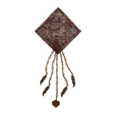 Angel Çanta Aksesuar Angel Çanta Aksesuar Boncuk İşlemeli Derili 7 cm Kare Model Otantik Süs 1 Adet - 2