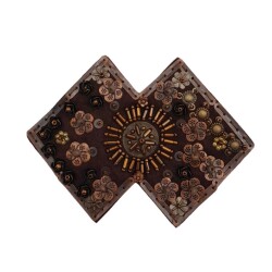 Angel Çanta Aksesuar Angel Çanta Aksesuar Boncuk İşlemeli Derili Çift Kare Model Otantik Süs 1 Adet - Angel Çanta Aksesuar