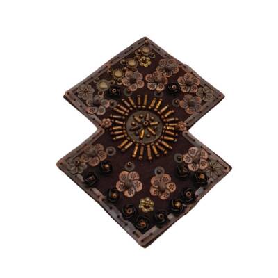 Angel Çanta Aksesuar Angel Çanta Aksesuar Boncuk İşlemeli Derili Çift Kare Model Otantik Süs 1 Adet - 2