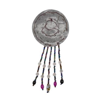 Angel Çanta Aksesuar Angel Çanta Aksesuar Boncuk İşlemeli Derili Yuvarlak Model Otantik Süs 1 Adet - 2