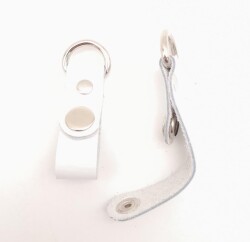 Angel Çanta Aksesuar Beyaz Gerçek Deri Çıtçıtlı Sapucu Böce Gümüş Metalli - 2