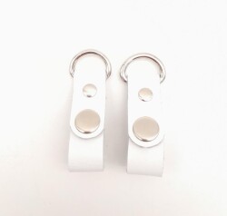 Angel Çanta Aksesuar Beyaz Gerçek Deri Çıtçıtlı Sapucu Böce Gümüş Metalli - Angel Çanta Aksesuar