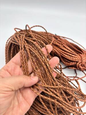 Angel Çanta Aksesuar Deri Tüp Örgü 3 mm 1 Metre Taba Renk - 1