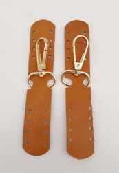 Angel Çanta Aksesuar Gerçek Deri Kanatlı Kancalı Böce Açık Taba Light Gold Metalli - Angel Çanta Aksesuar