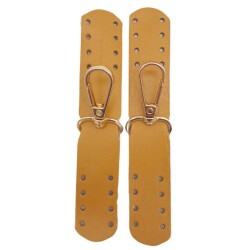 Angel Çanta Aksesuar Gerçek Deri Kanatlı Kancalı Böce Hardal Renk Light Gold Metalli - Angel Çanta Aksesuar