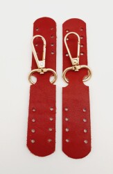 Angel Çanta Aksesuar Gerçek Deri Kanatlı Kancalı Böce Kırmızı Light Gold Metalli - Angel Çanta Aksesuar